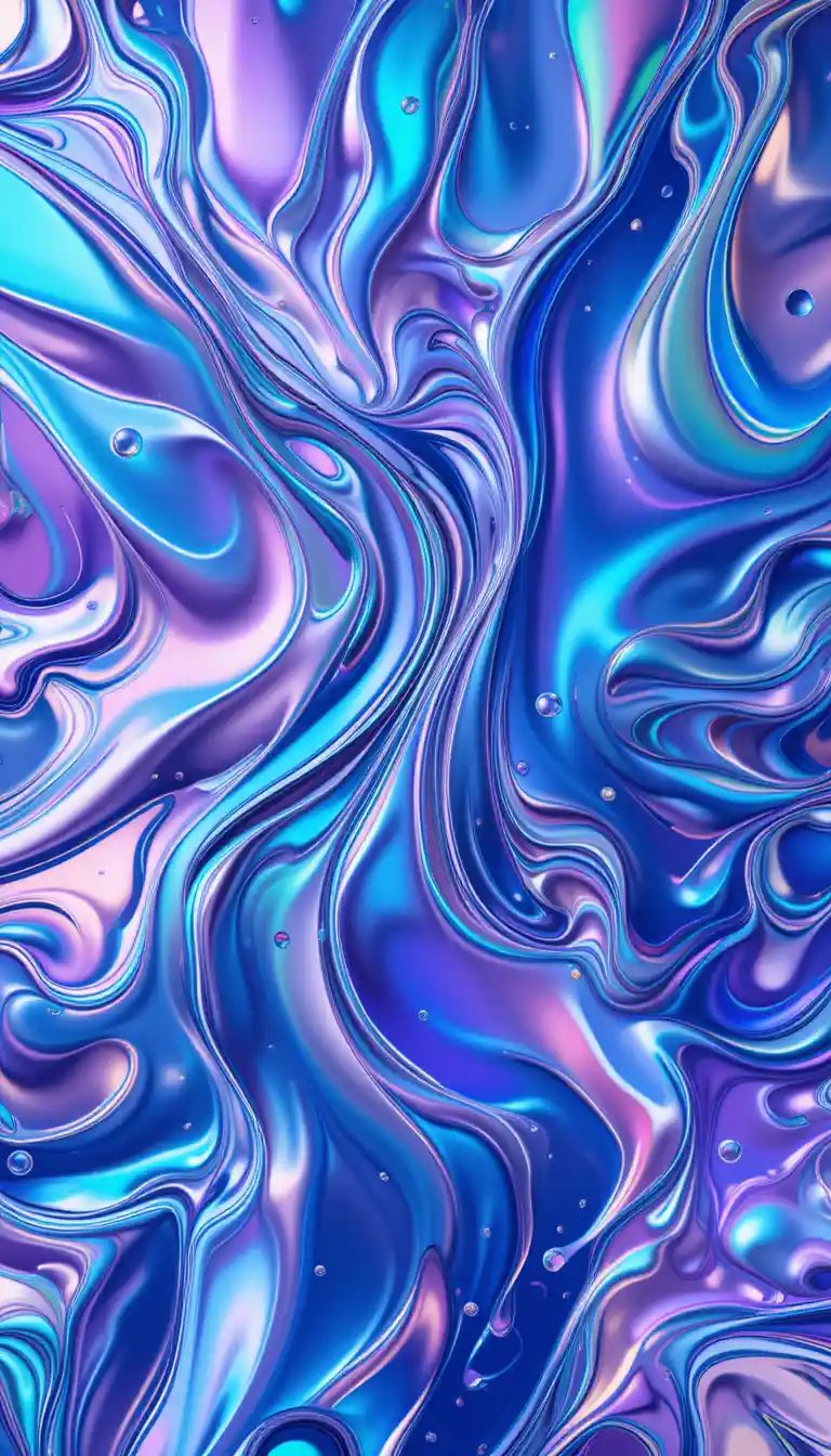 Iridescent Abstract Fluid Pattern With Swirling Liquid Shapes