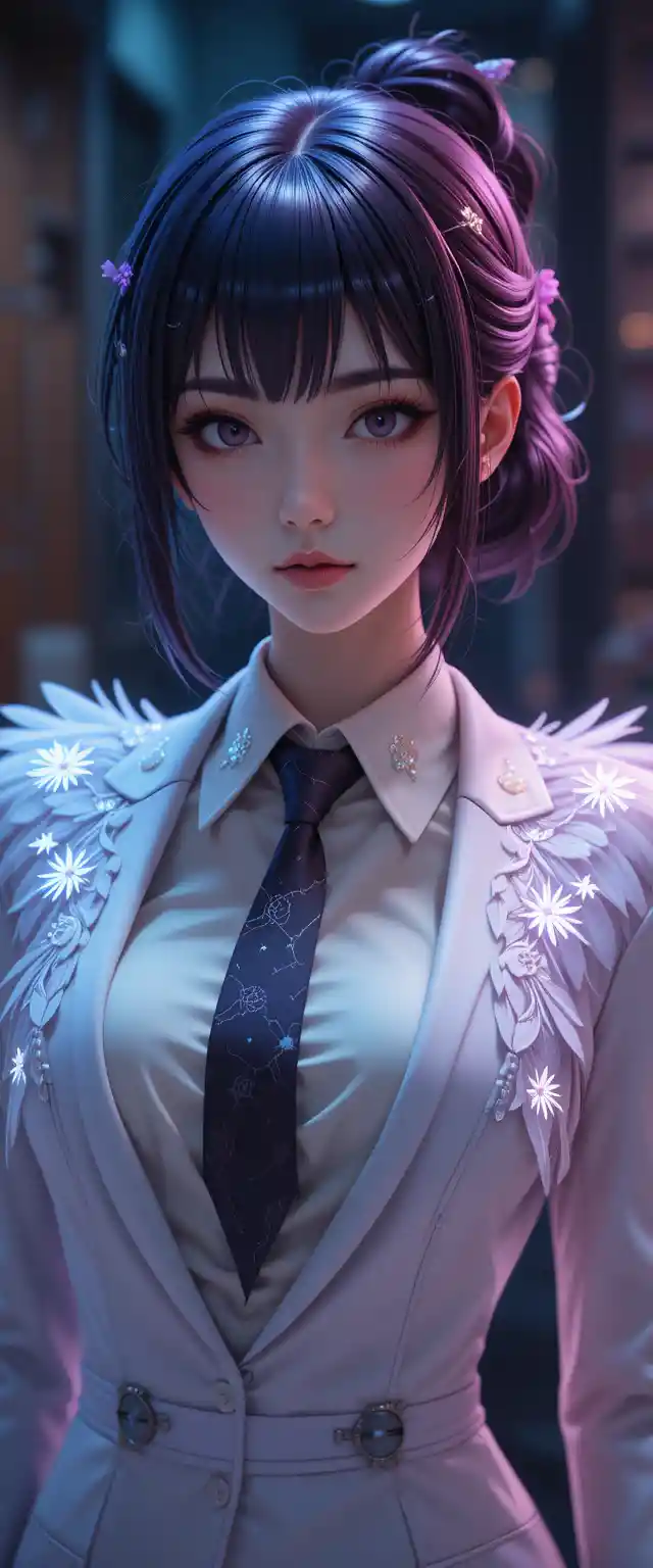 Elegant anime woman in a stylish business suit