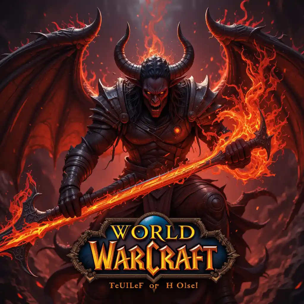 Demon hunter battling an infernal in a fantasy scene