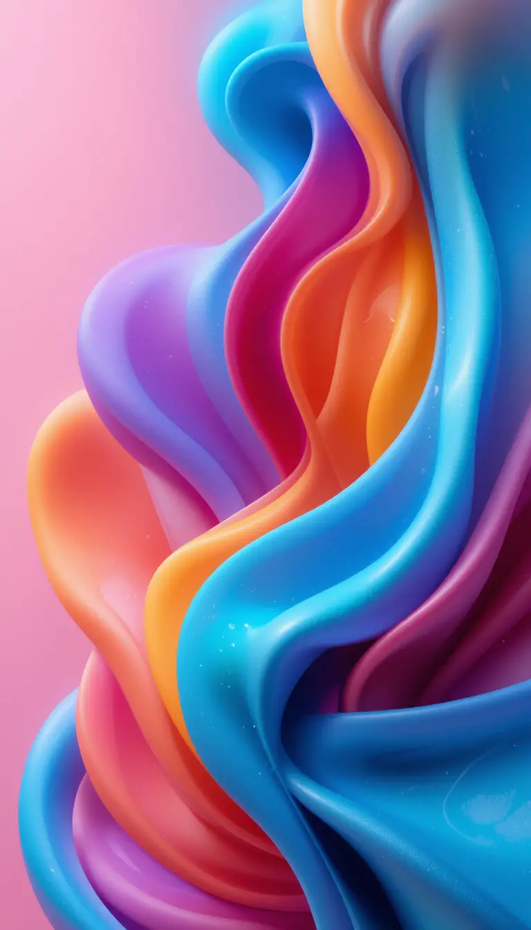 Colorful Abstract 3D Shapes On Soft Pink Background