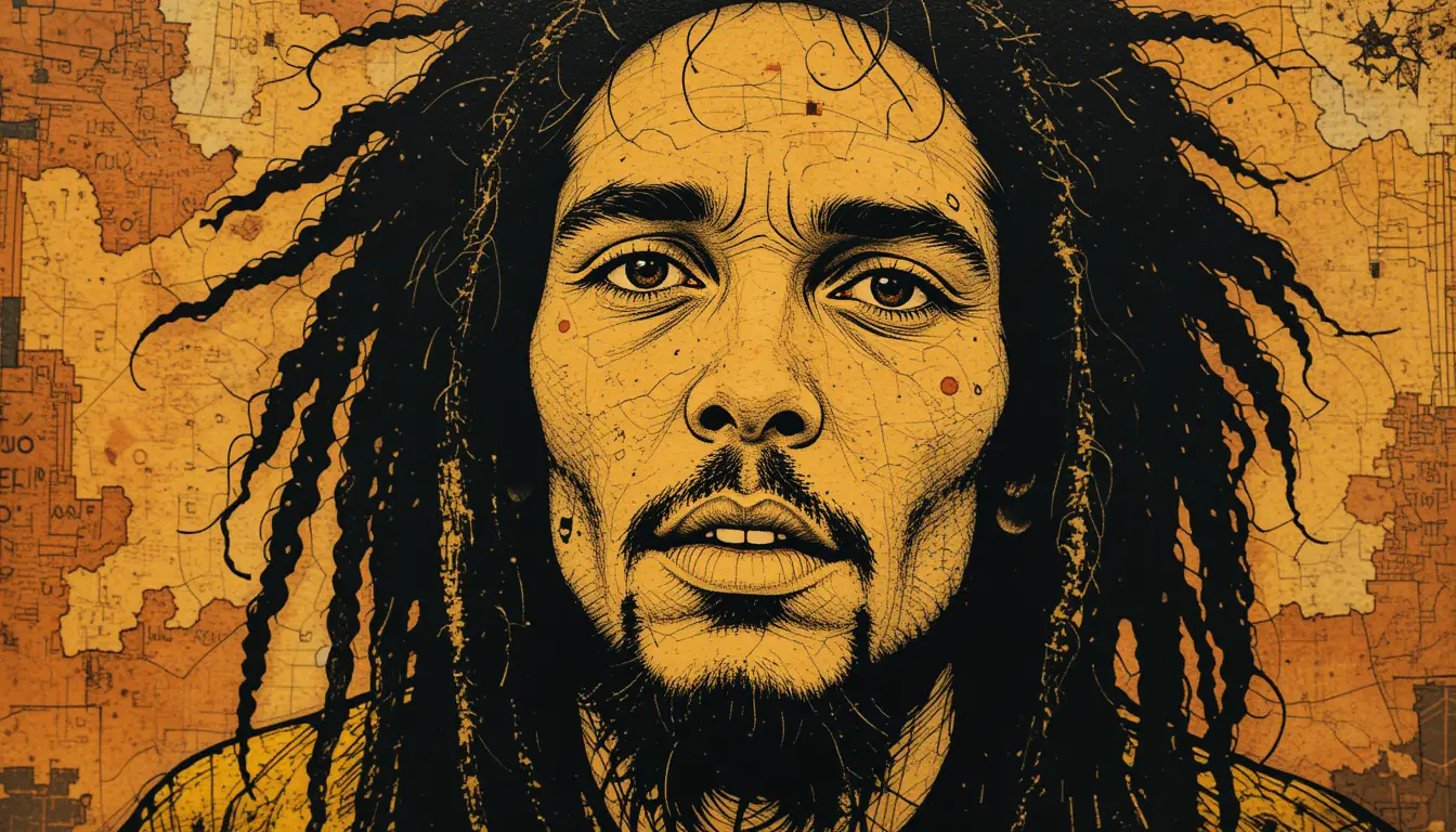 Reggae music poster with an empty fridge and flickering light