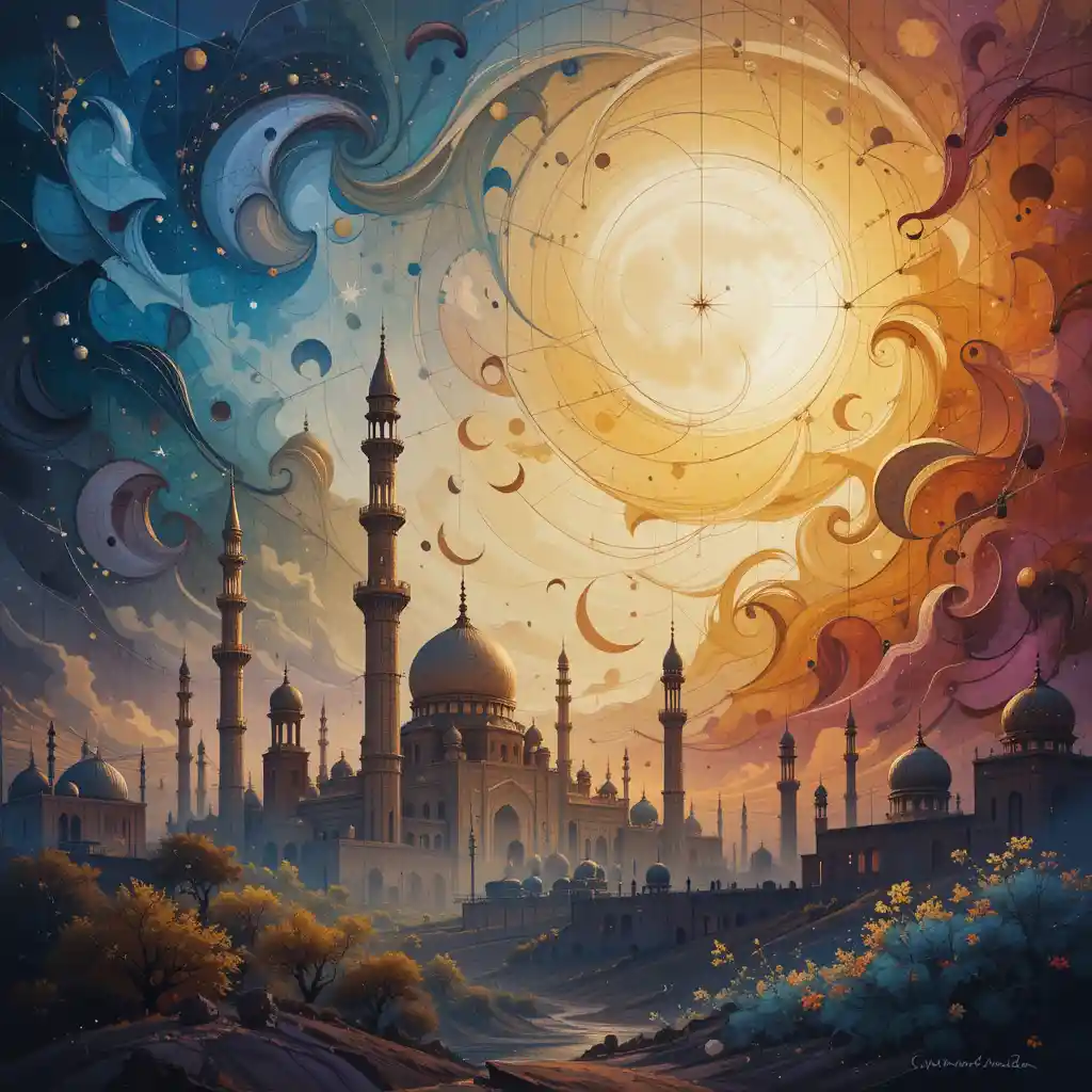 Surreale Mixed-Media-Vision des spirituellen Ramadan-Mondes