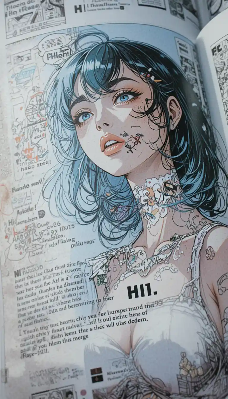 Female comic character on an important story page