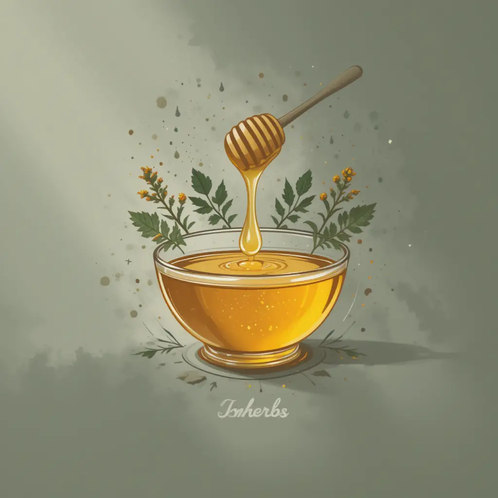 Minimal logo with honey bowl and herbal leaf elements