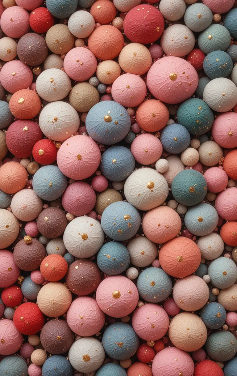Colorful abstract textile surface with rounded fabric forms