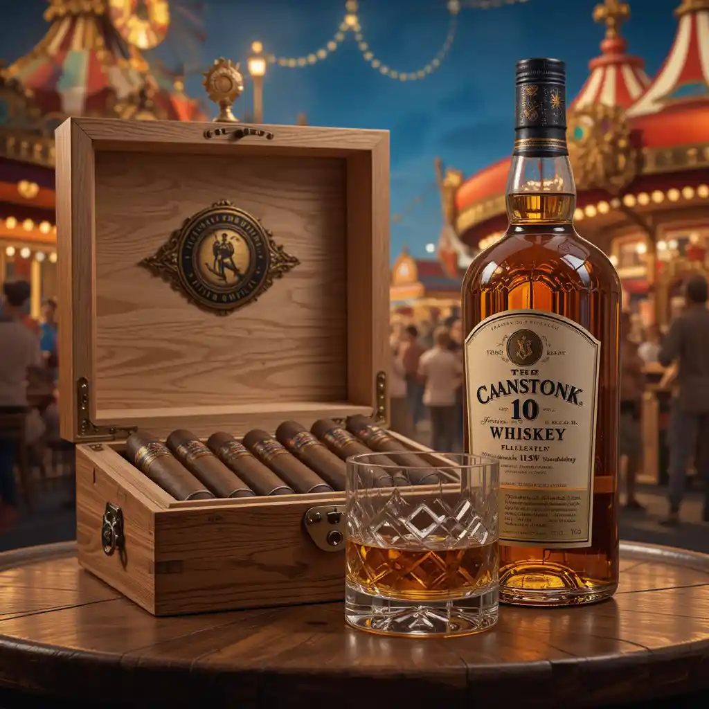 Whiskey Glass And Cigars Still Life At A Carnival