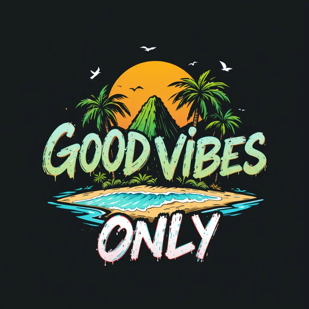 Graffiti logo for tropical island good vibes only