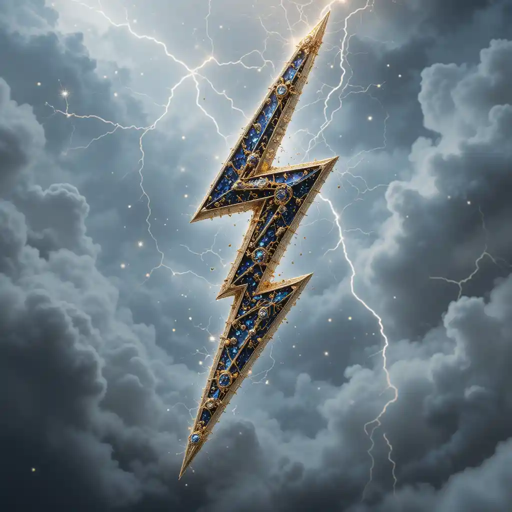 Luxurious lightning bolt illustration in urban opulent style