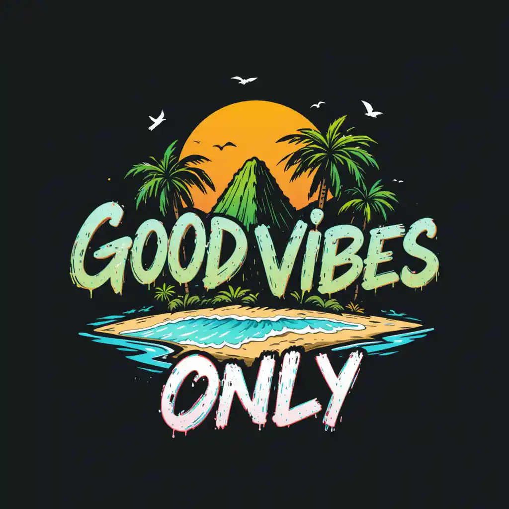 Graffiti logo for tropical island good vibes only