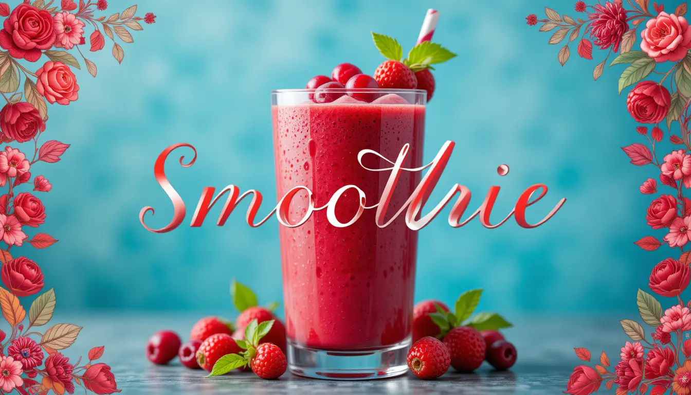 Refreshing berry smoothie glass with illustrated red berries