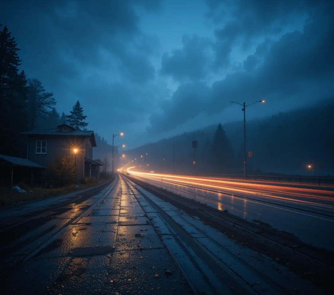 Cinematic wide angle landscape in dramatic high contrast light