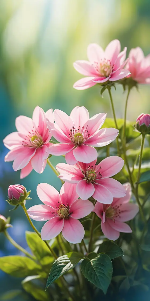 Vibrant Pink Flowers In Bloom With Soft Blurred Background