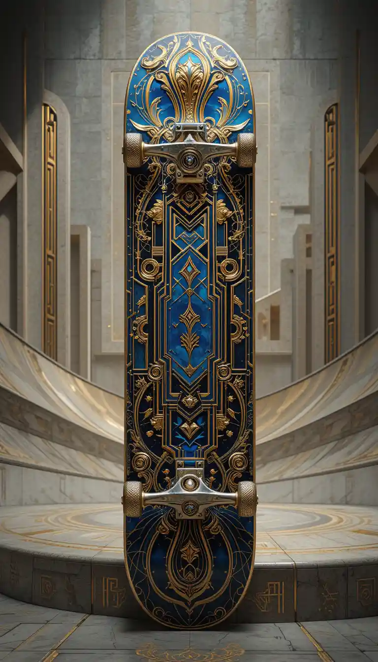 Luxurious Mythic Skateboard In A Cinematic Digital Illustration