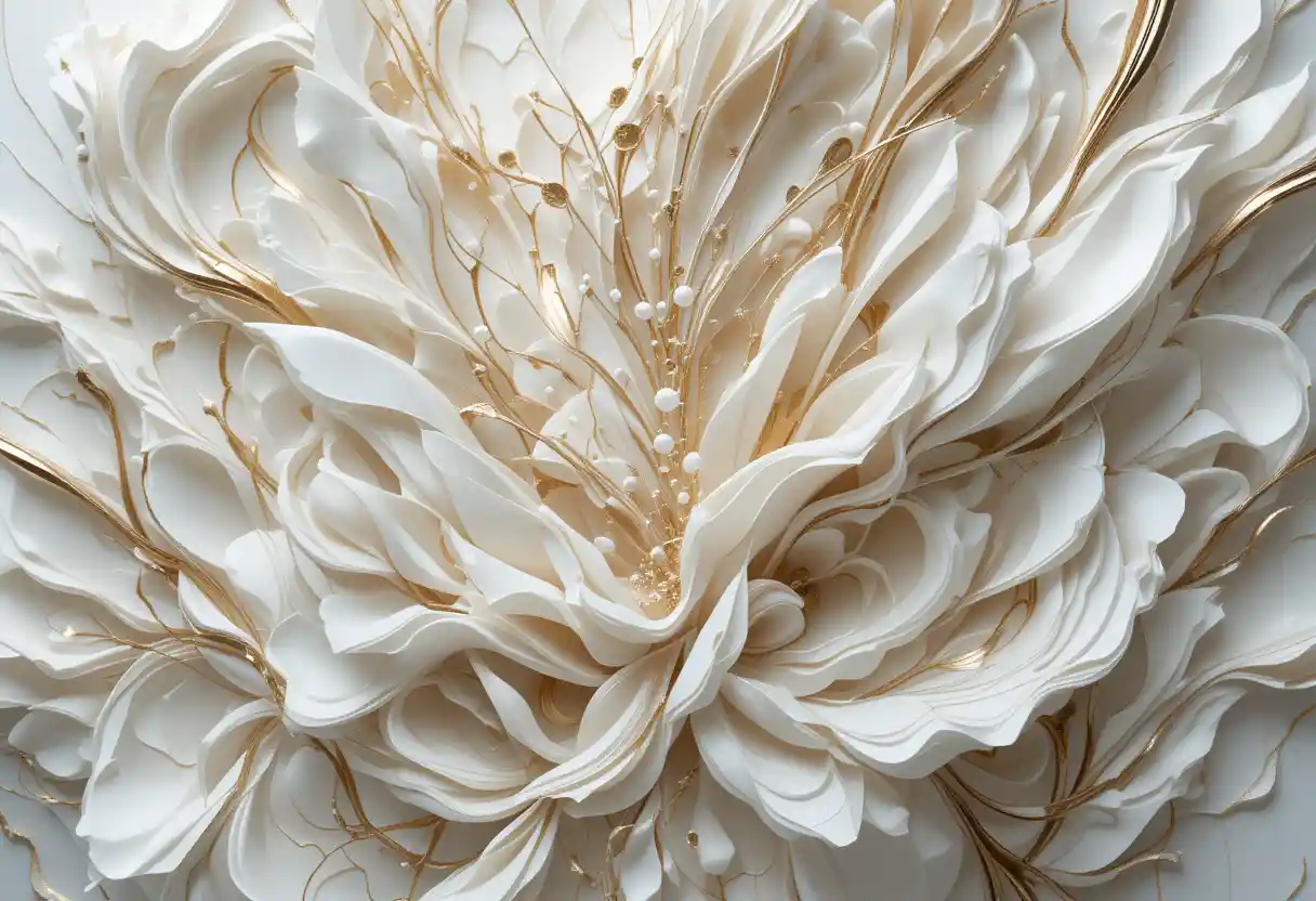 Surreal minimalist abstract 3D art with elegant metallic accents