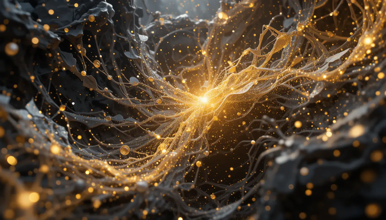 Abstract black roses with gold particles and shining light
