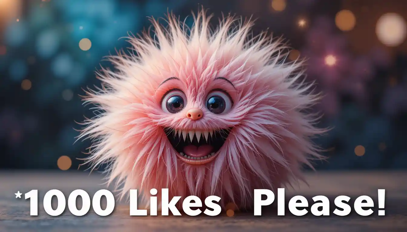 Cute fluffy cat asking for one thousand likes