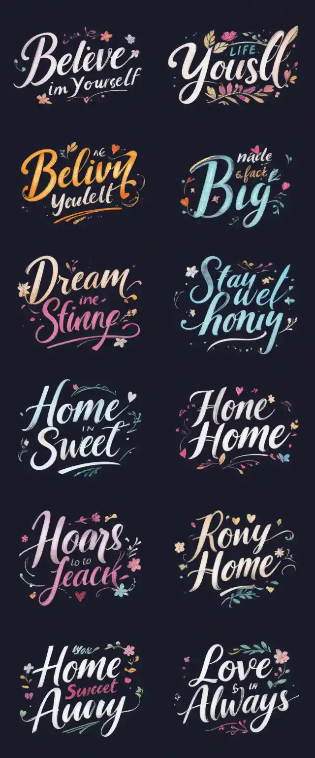Citations en calligraphie artistique avec fioritures décoratives