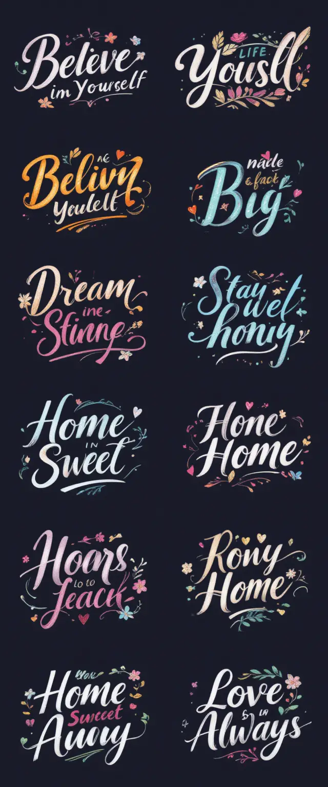 Artistic calligraphy quotes with decorative flourishes