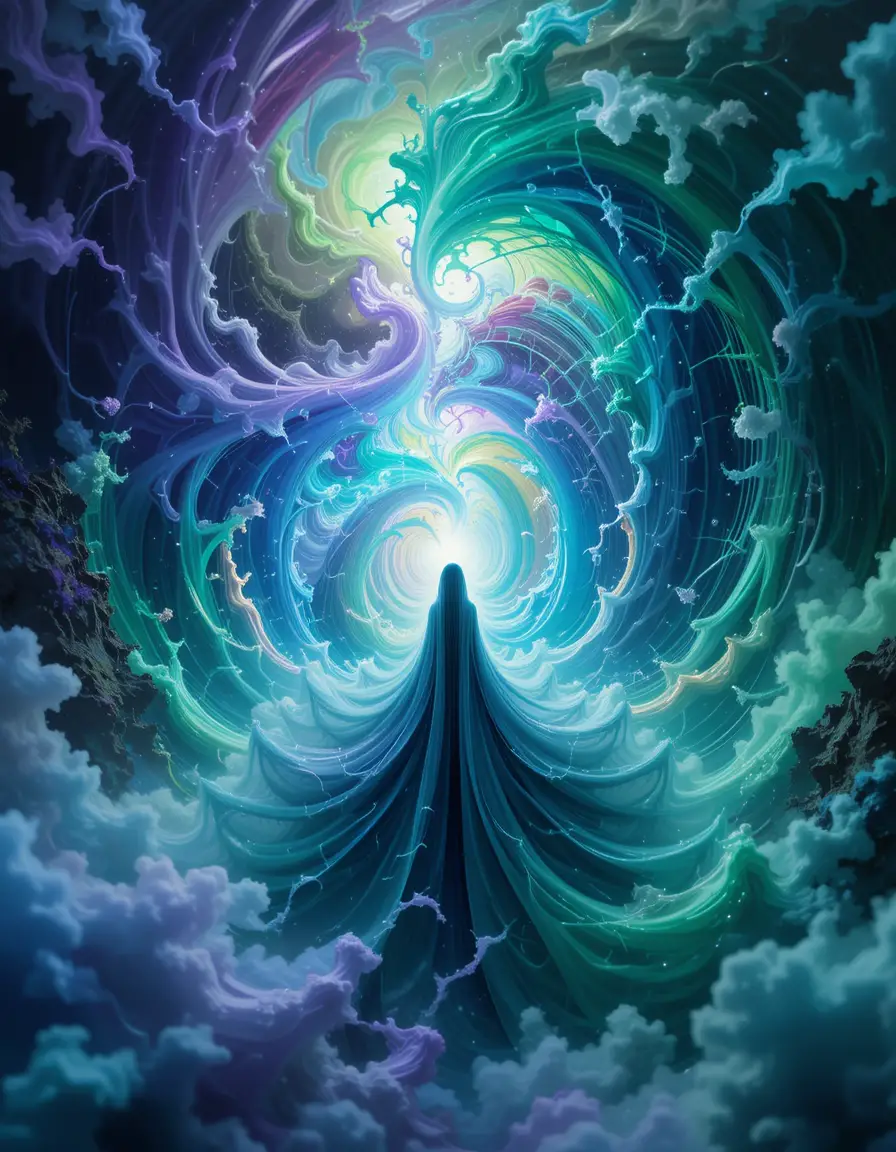 Surreal abstract realm of swirling vibrant dreamlike colors