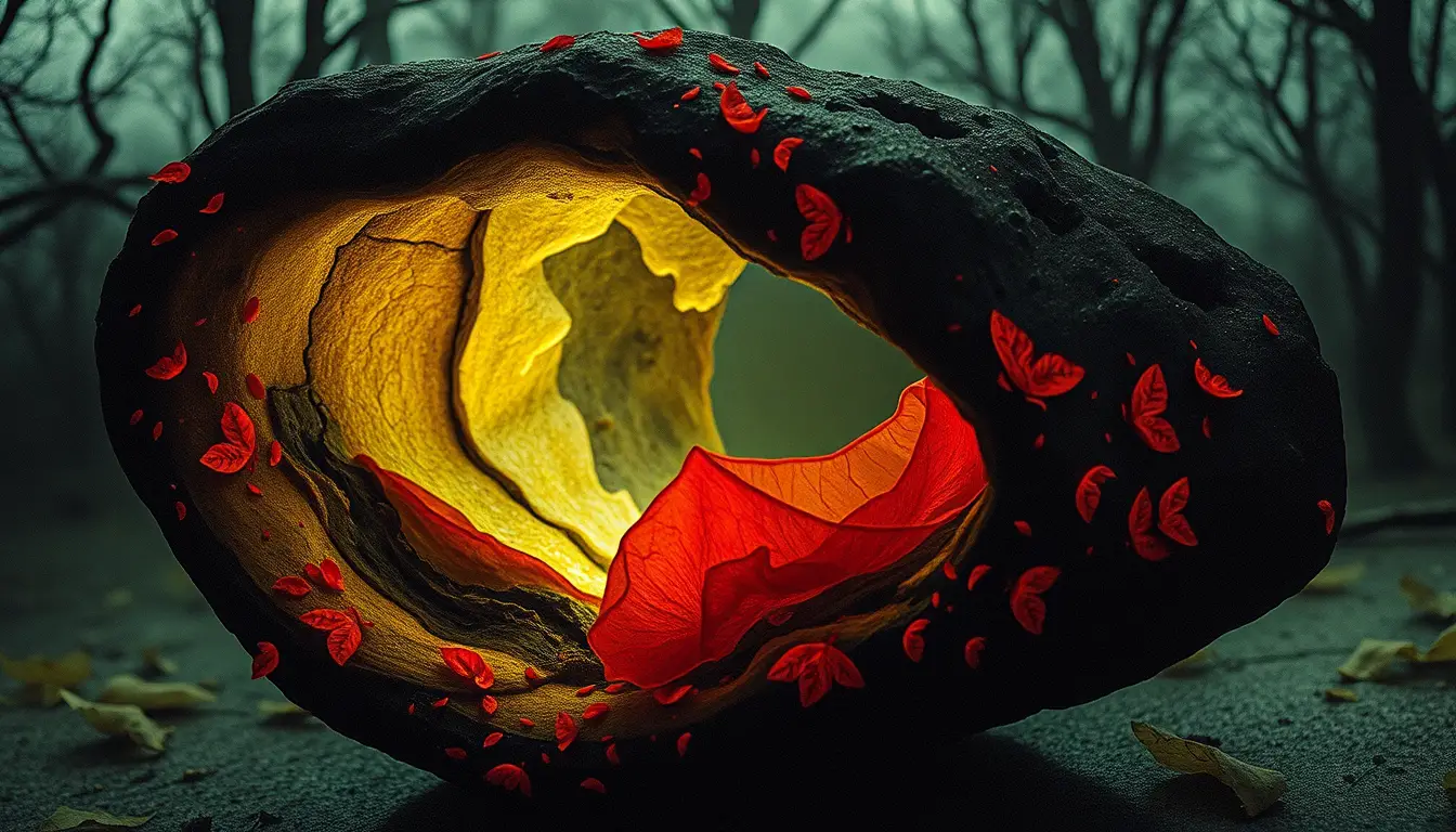 Surreal fruit imagery exploring peel and fragments
