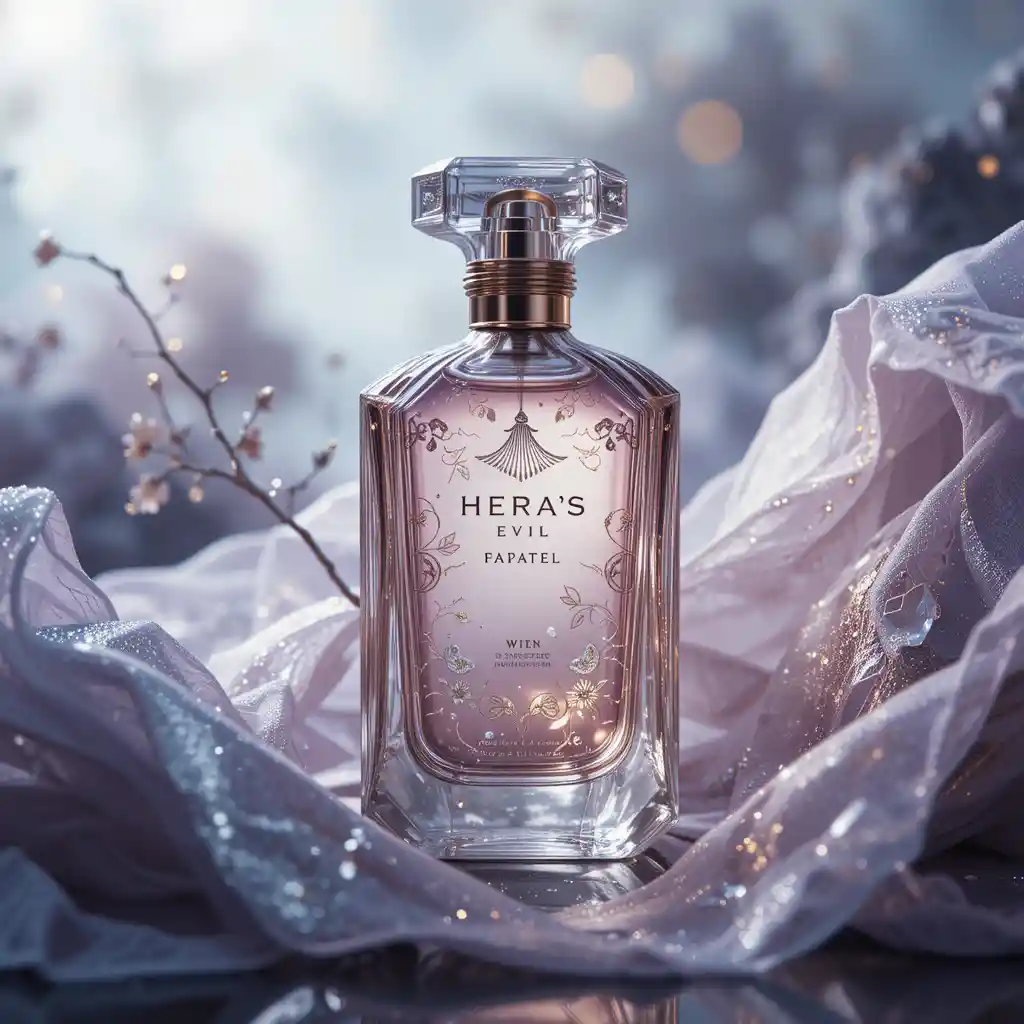 Perfume bottle inspired by the veil of goddess hera