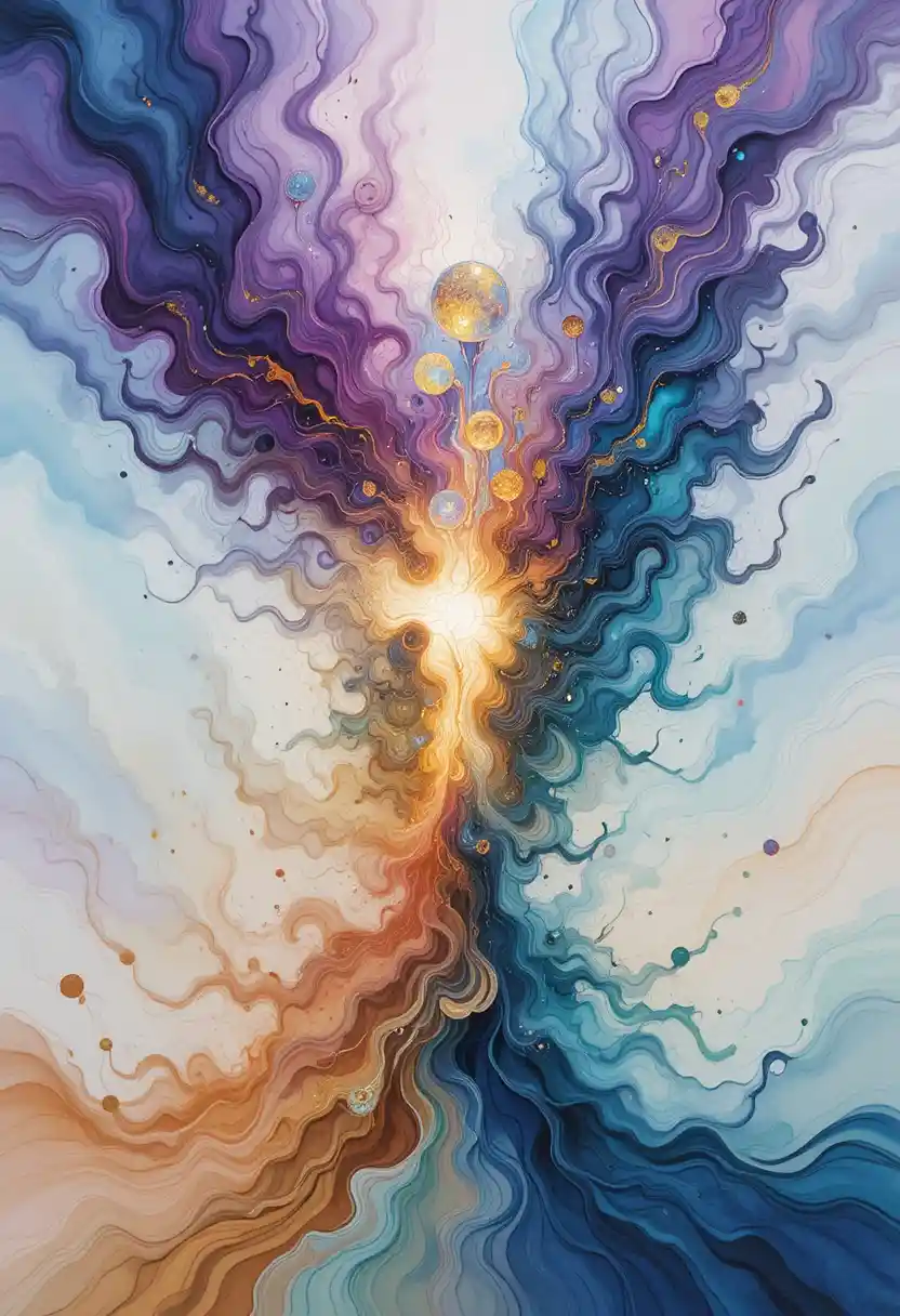 Dreamlike watercolor vision of abstract swirling emotions