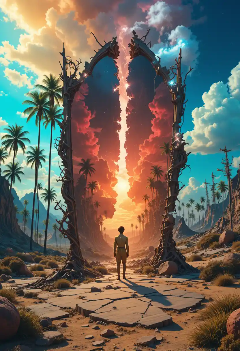 Surreal Divide Between Paradise And Dystopian World