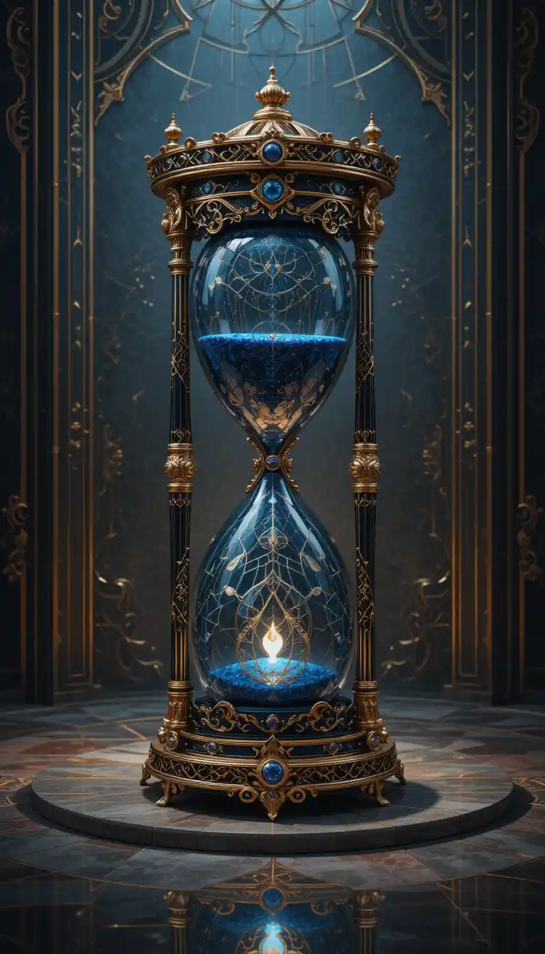 Luxurious arabesque hourglass in hyperreal digital illustration