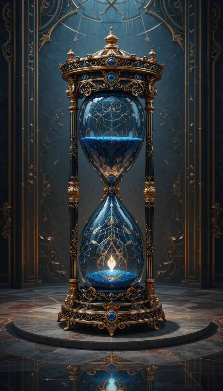 Luxurious arabesque hourglass in hyperreal digital illustration