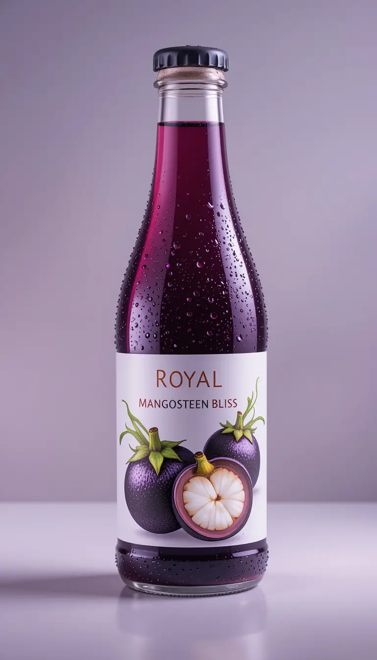 Mangosteen juice bottle with minimalist premium product lighting