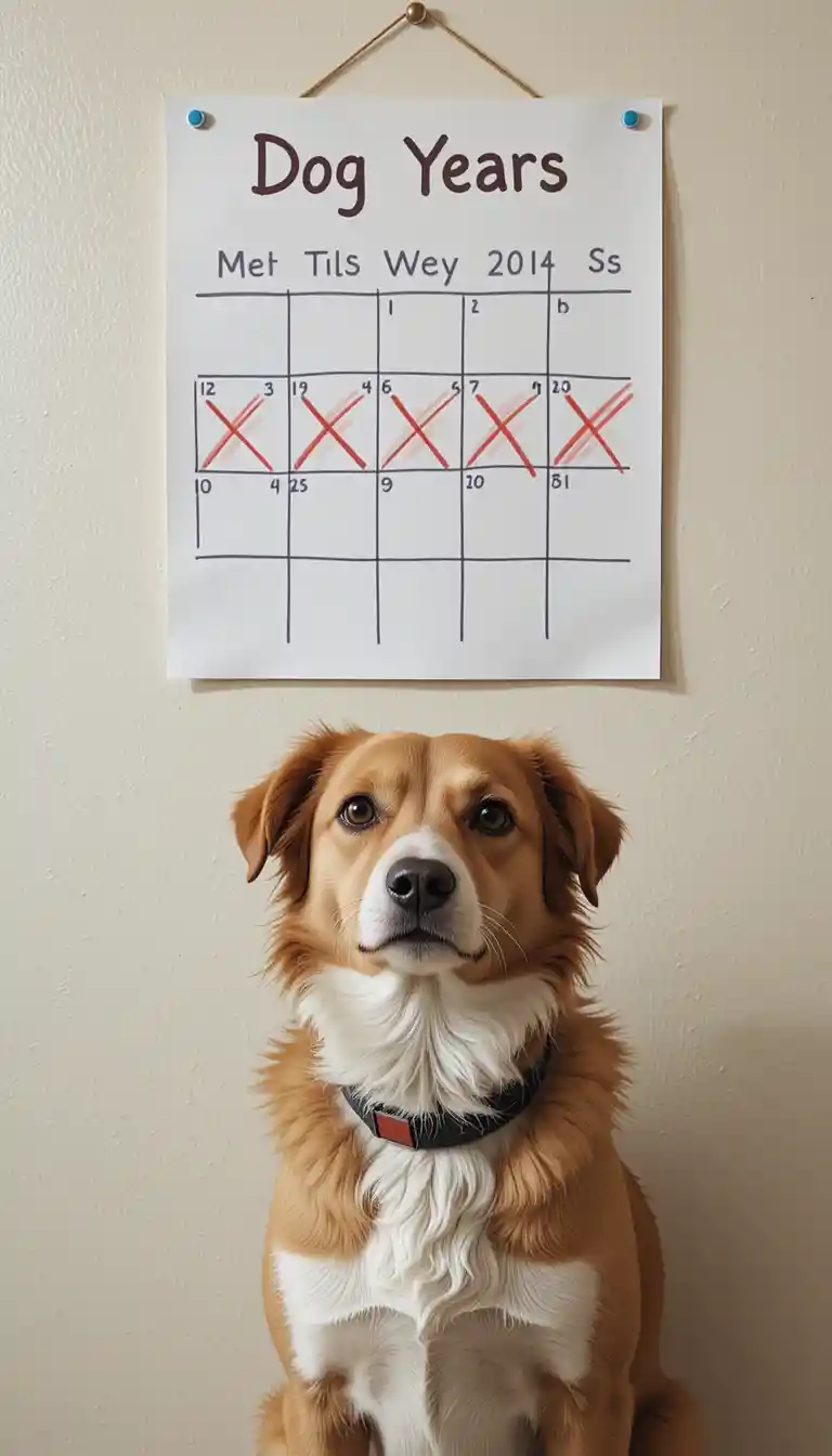 Chien debout devant un calendrier mural des années de chien