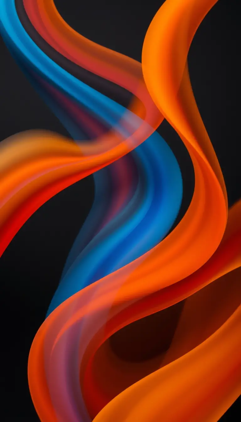 Abstract flowing colored waves on dark background
