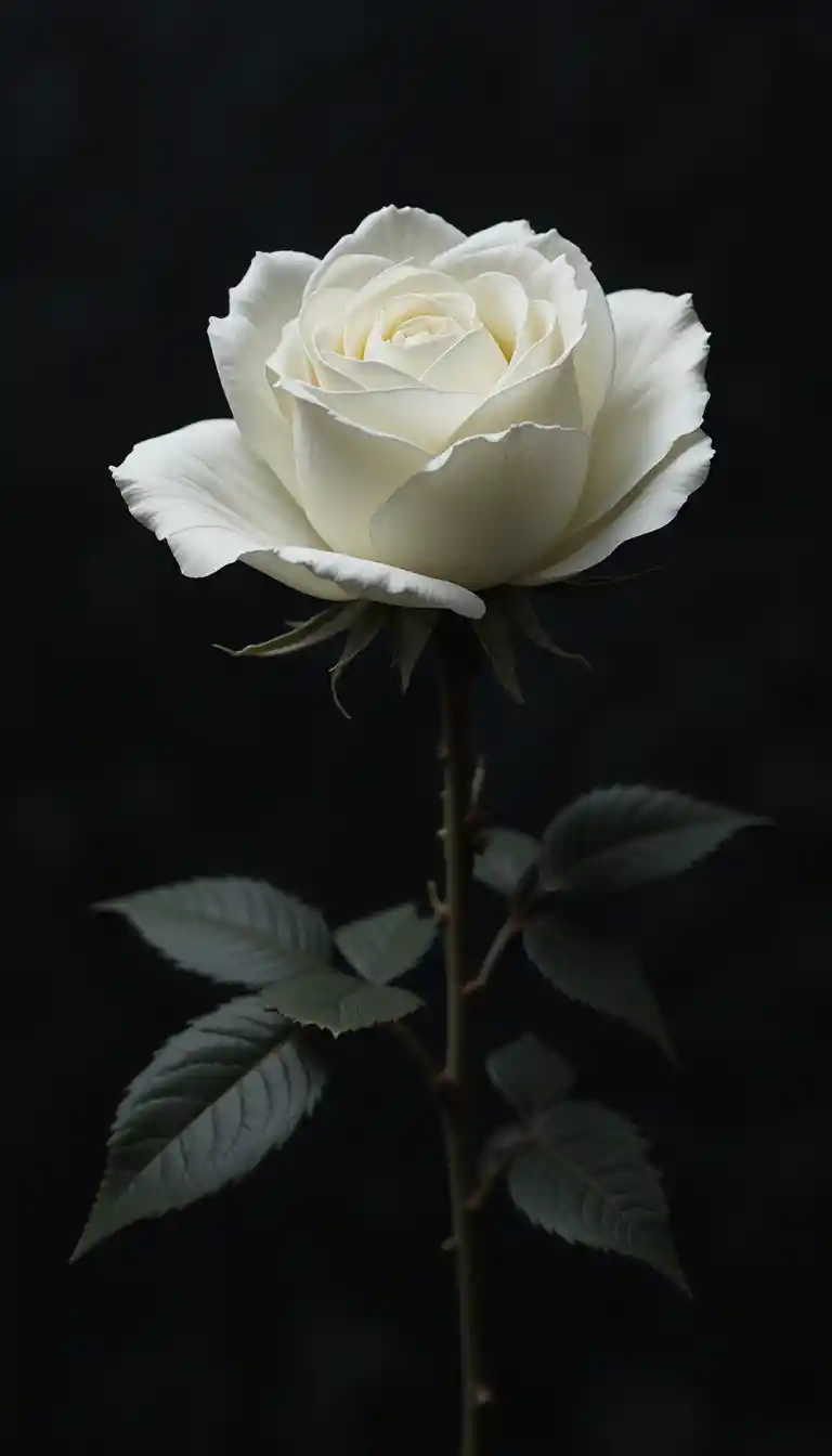 White rose emerging from dark gritty abstract background