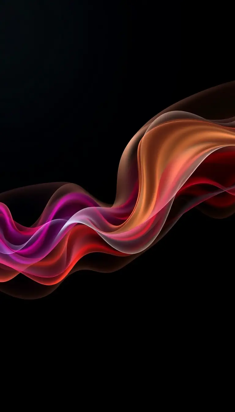 Colorful abstract waves on a dark flowing background