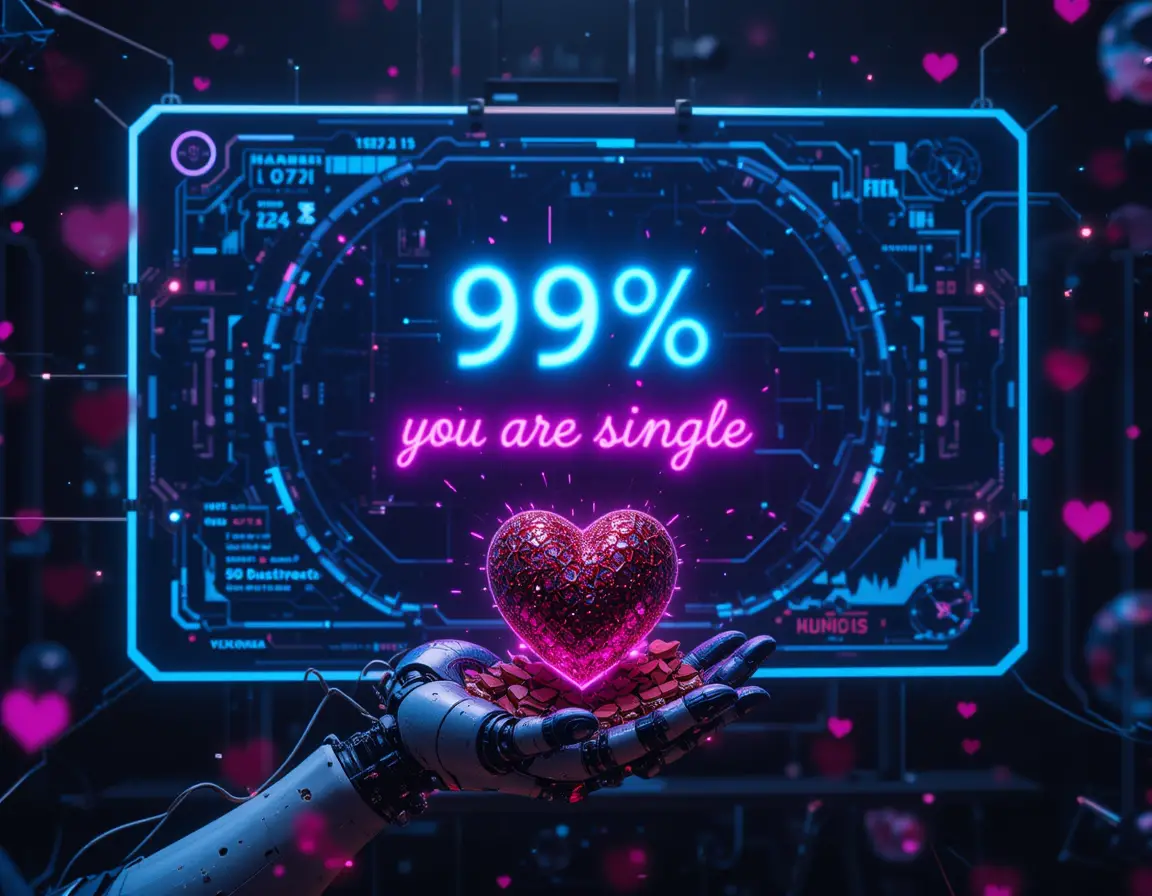 Futuristic AI hologram predicts single relationship status