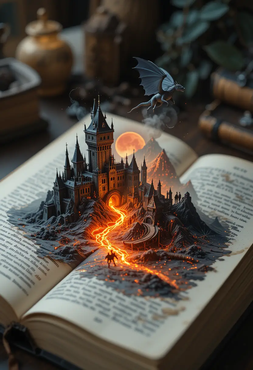 Double exposure poster on an open book on wooden table