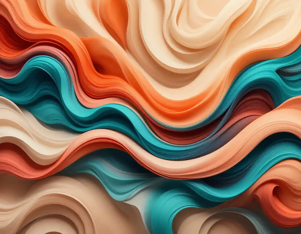Abstract flowing ribbons with wavy gradient digital design