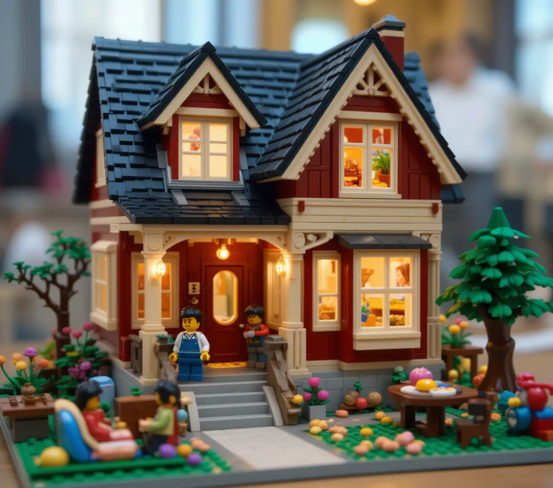 Cozy Lego House With Garden And Minifigure Scene