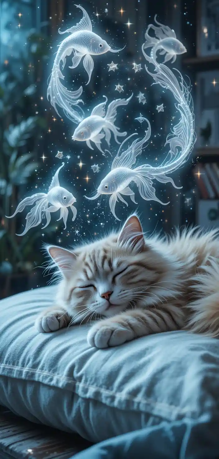 Double exposure portrait of a sleeping persian cat