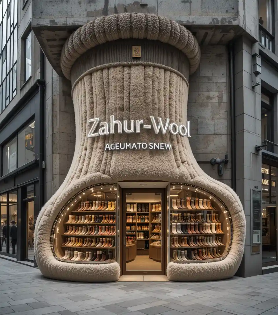 Merino Wool Sock Storefront In A Modern City Street