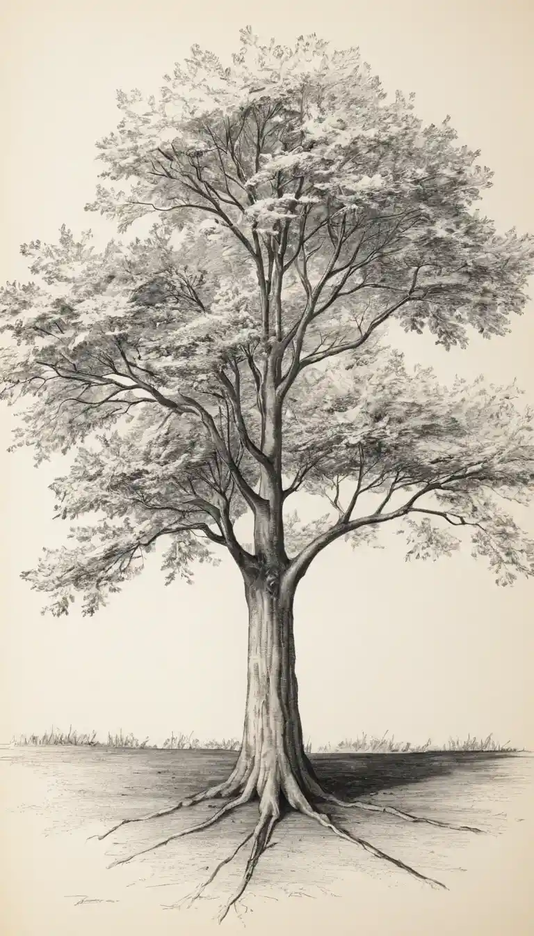 Dessin d’arbre architectural encadré pour la décoration de la pièce