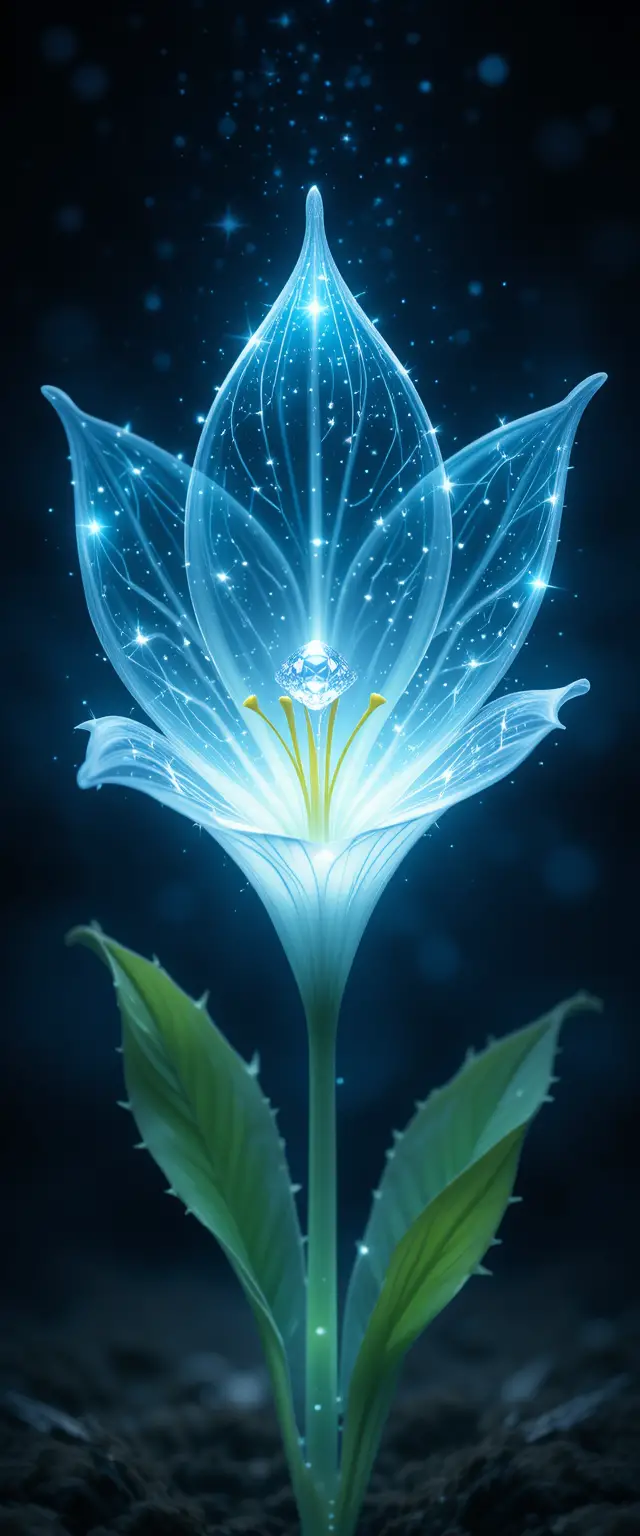 Glowing lily of light with a starry diamond center