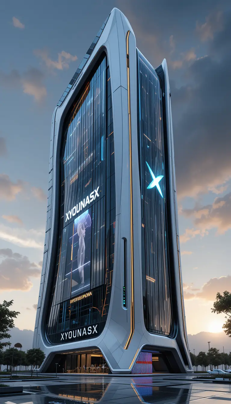 Futuristic Gaming Tower Building As Urban Architectural Landmark