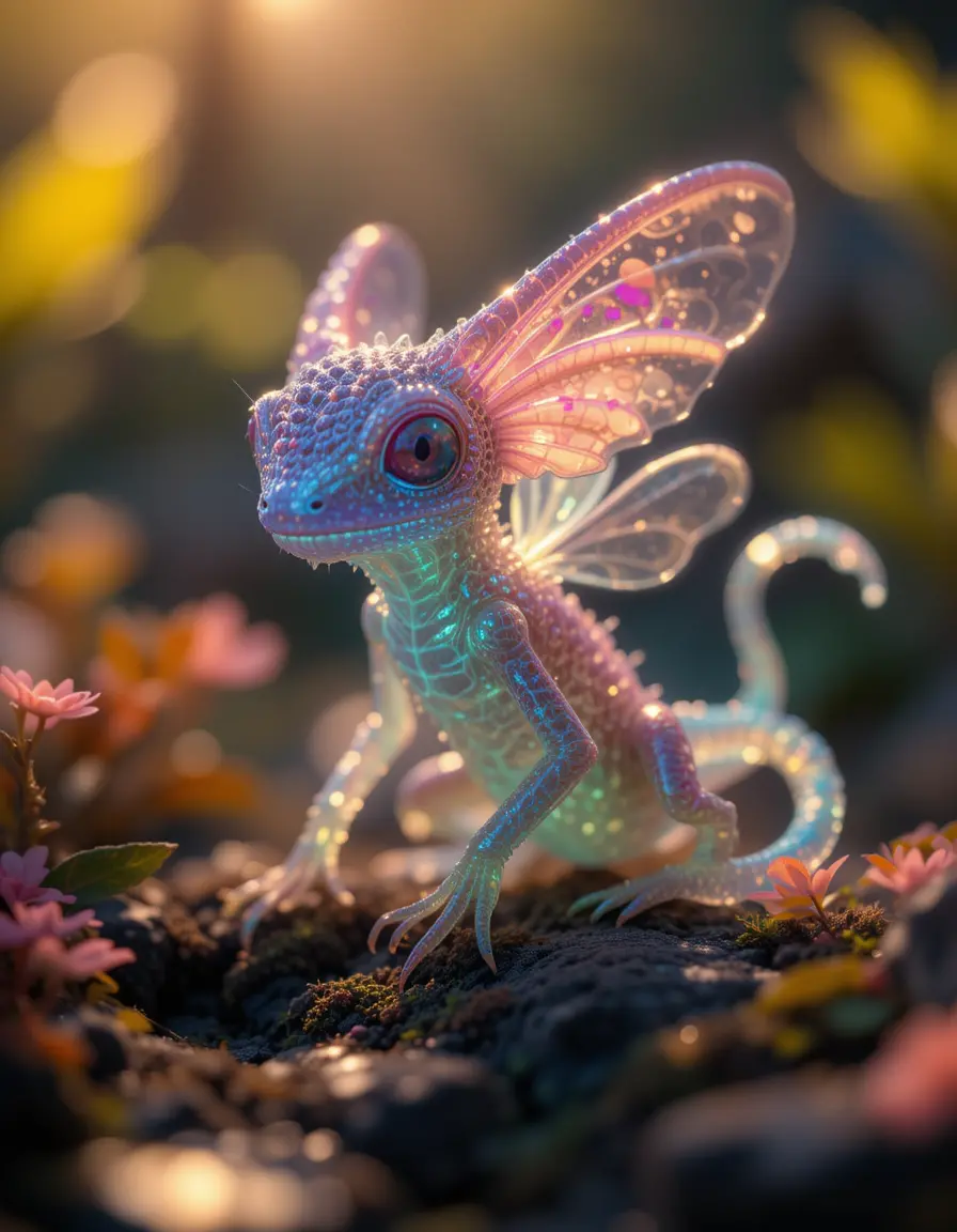 Bioluminescent Fantasy Creature In An Alien Forest Habitat
