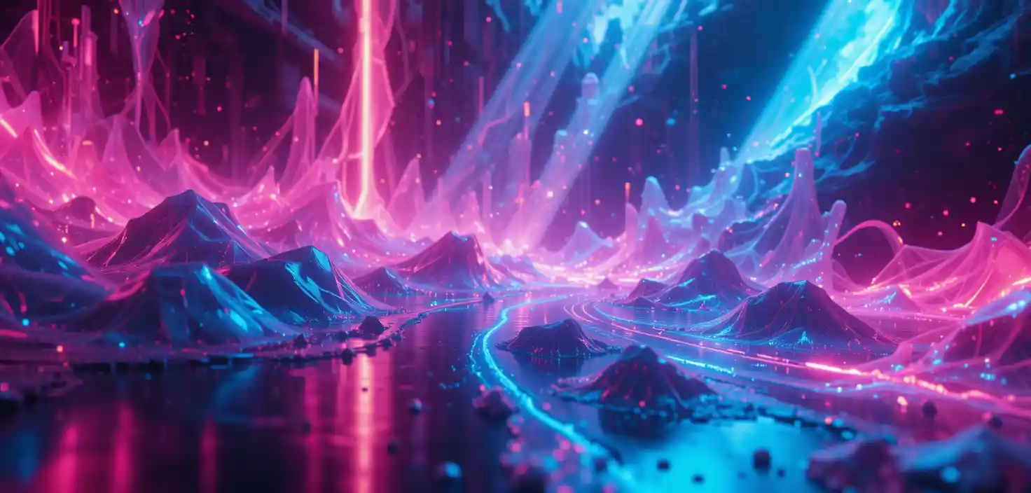 Futuristic nano technology scene with luminous neon light