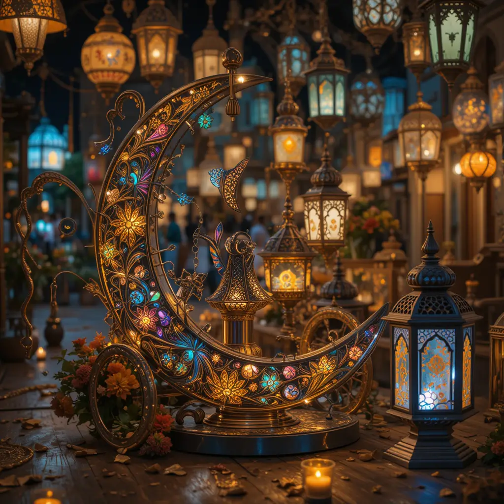 Traditionelle Ramadan-Kanone auf einem festlich geschmückten Platz im Freien