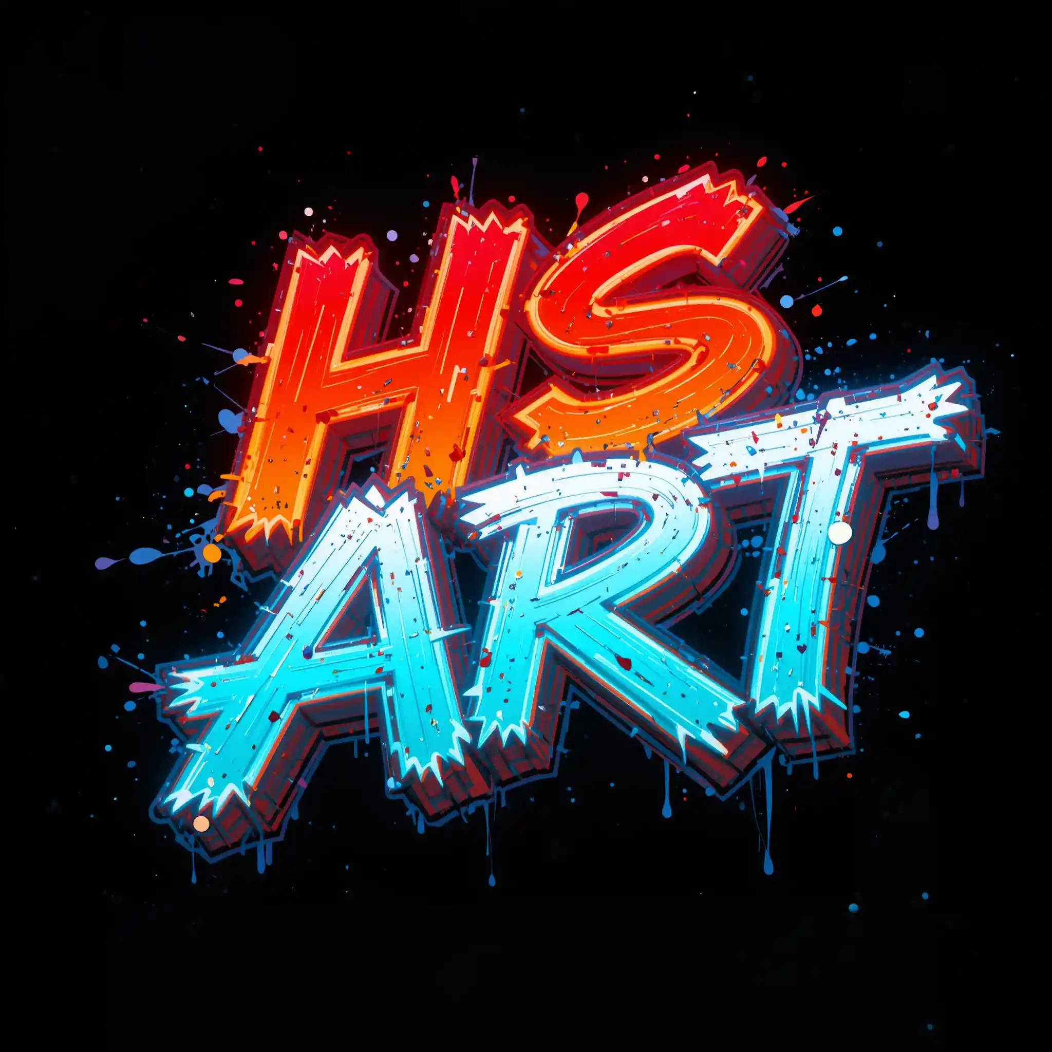 Neon graffiti style hs art text with 3d paint effect