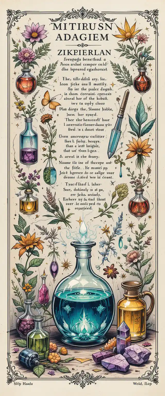 Anime potion recipe illustration with magical details