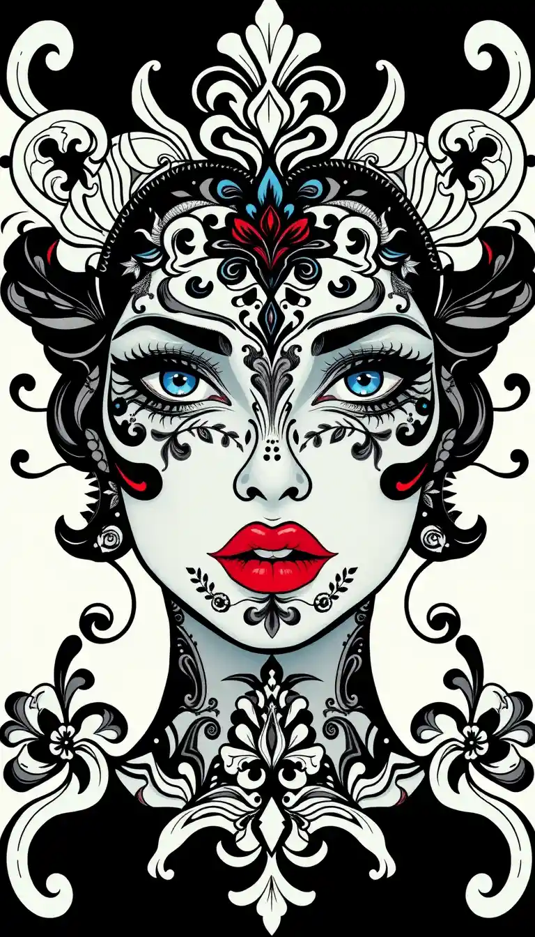 Surreal floral portrait of a mysterious elegant woman