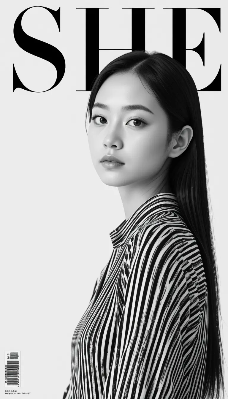優雅日本女性的黑白人像